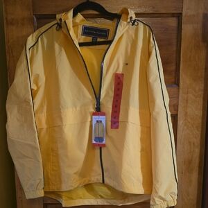 Tommy Hilfiger Yellow Hooded Windbreaker with Black Piping